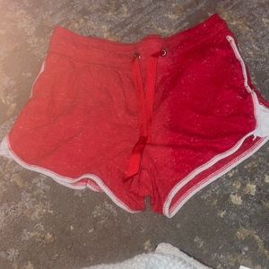 Red shorts, with white hem, soft